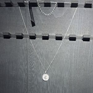 Madison Tyler Silver Tone Necklace With Rhinestone Initial "C" Circle Pendant